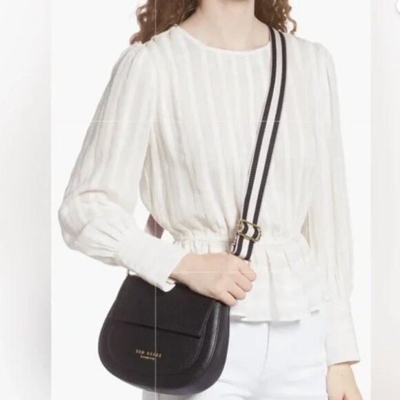 Ted Baker AMALI Black Leather Round Bag with Crossbody strap - Picture 2 of 10